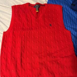Ralph Lauren Men's V-Neck Sweater Vest in Red